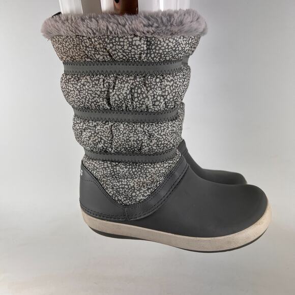 Crocs Crocband women's size 7 grey minimalist slip on faux fur winter boots - Picture 10 of 11